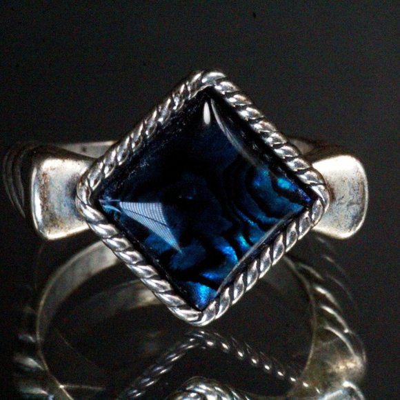 Sterling Silver Carolyn Pollack Relios Southwest Abalone Triangular Ring - Picture 3 of 5